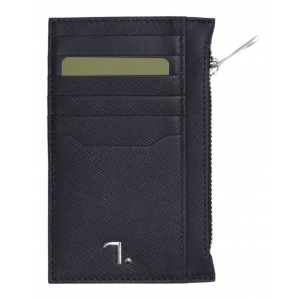 ZEUS-91-019 ΚΑΡΤΟΘΗΚΗ 7.DOTS ΔΕΡΜΑ SAFFIANO & NAPPA ZIP ΜΠΛΕ