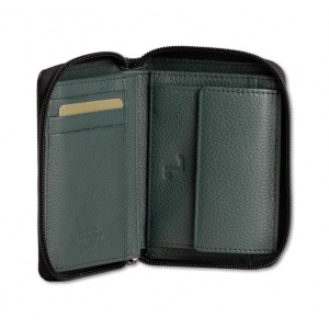 NEPTUNE-72-008 ΠΟΡΤΟΦΟΛΙ ΔΕΡΜΑ 7.DOTS ZIP VL BLACK/GREEN