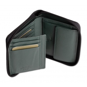 NEPTUNE-72-008 ΠΟΡΤΟΦΟΛΙ ΔΕΡΜΑ 7.DOTS ZIP VL BLACK/GREEN