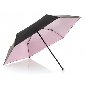 00501009 UMBR.KNIRPS US.050 ULTRA LIGHT SLIM MANUAL BLACK WITH ROSE UV COATING AND HEATSHIELD