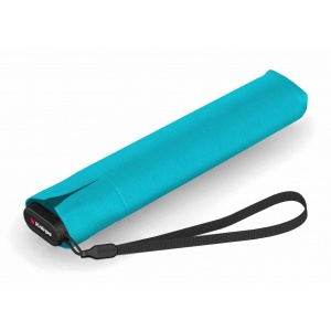 00501340 UMBR.KNIRPS US.050 ULTRA LIGHT SLIM MANUAL TURQUOISE WITH BLACK UV COATING AND HEATSHIELD