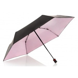 22001009 UMBR.KNIRPS U.200  DUOMATIC MED., BLACK WITH ROSE UV COATING, HEATSHIELD