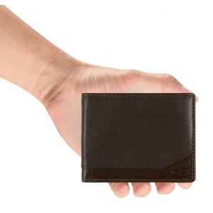 406-703-29 (011808) ΠΟΡΤΟΦΟΛΙ ΠΛΑΓΙΟ ΜΙΚΡΟ CAMEL ACTIVE STONE ΚΑΦΕ ΣΚΟΥΡΟ
